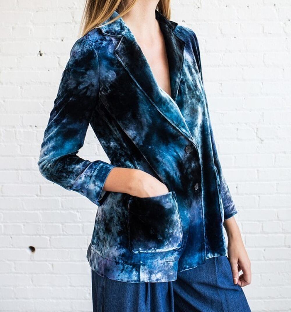 RAQUEL ALLEGRA Velvet Silk Single Breasted Tie Dye Blazer Jacket SSENSE 1 S $800